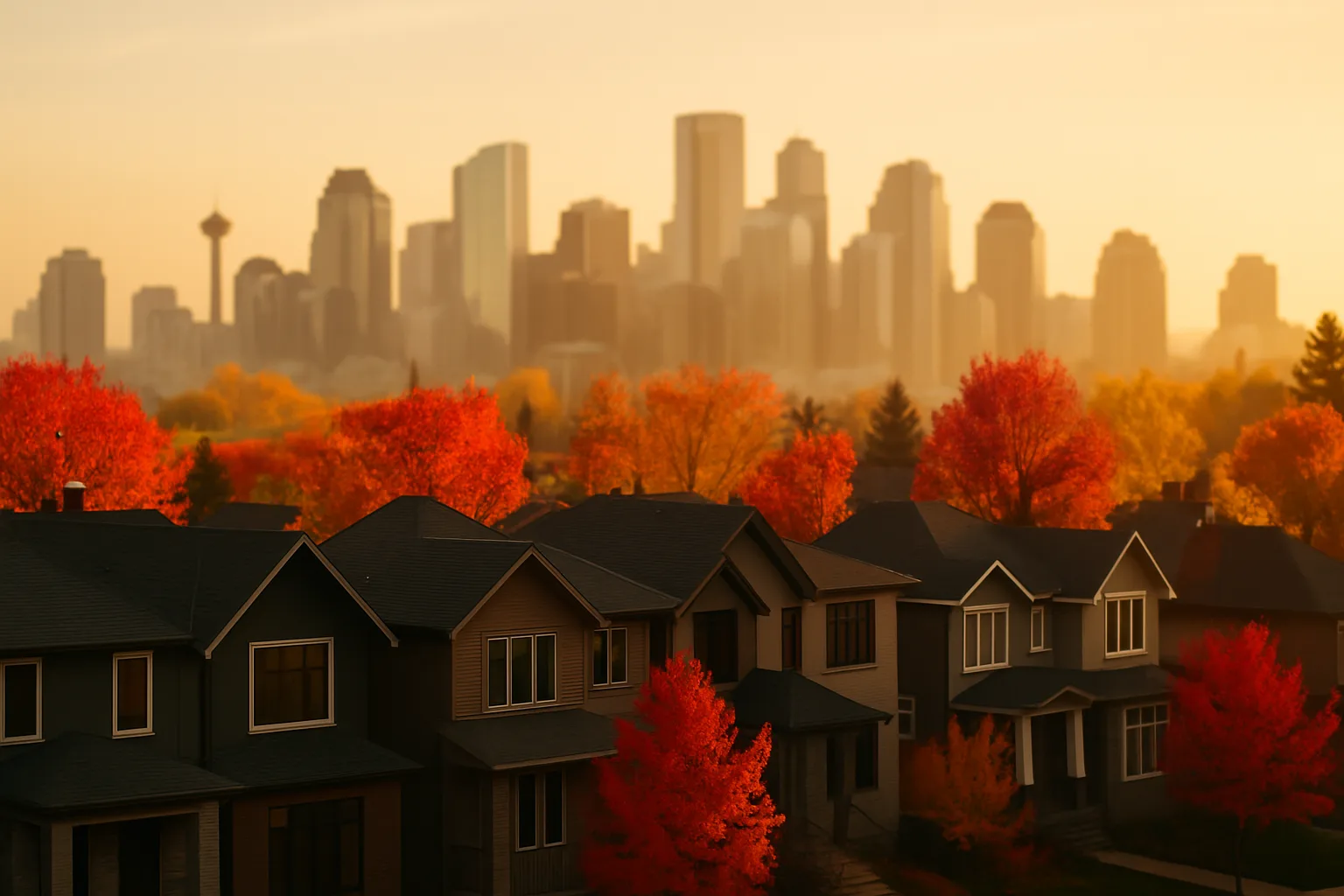 Canadian housing and mortgage market at golden hour